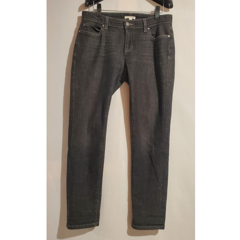 Eileen Fisher Organic Cotton Slim Fit Jeans Womens Size 6P Mid Rise Washed Black
